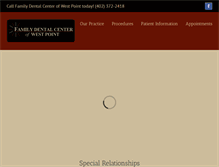 Tablet Screenshot of familydentalcenterofwestpoint.com